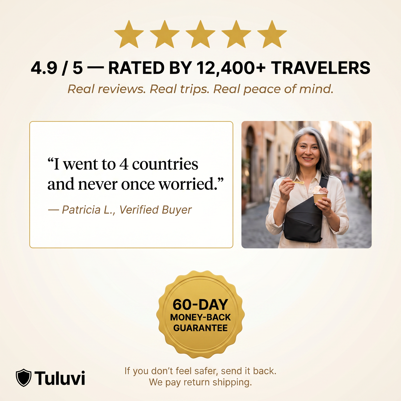 Tuluvi Shield Social Proof — 4.9 stars 60-day guarantee